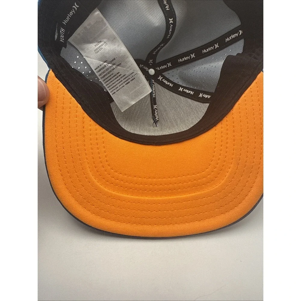 Hurley Youth Strapback Hat Teal/Orange  Adjustable  Logo Baseball Cap